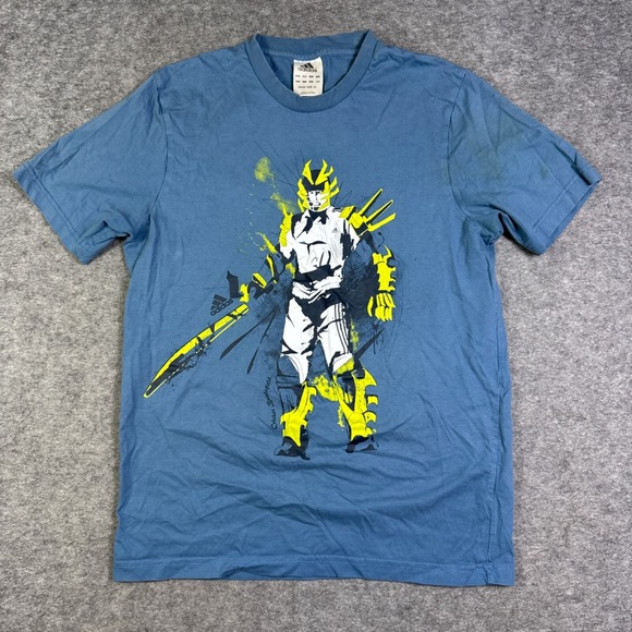Adidas T Shirt Mens XL Blue Graphic Cricket Battlefield Asian Transformer - Picture 1 of 9